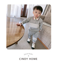 Load image into Gallery viewer, 2 Pieces Set Baby Kid Boys Striped Polo Shirts And Pants Wholesale 230228400
