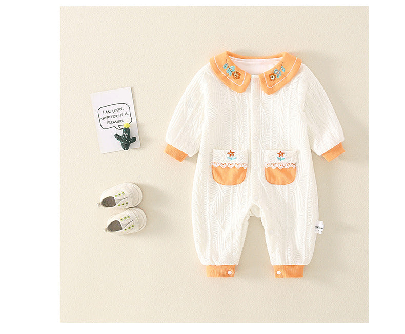 Baby Girls Flower Embroidered Jumpsuits Wholesale 230228418