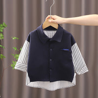 Load image into Gallery viewer, Baby Kid Boys Solid Color Striped Letters Jackets Outwears Wholesale 230228420
