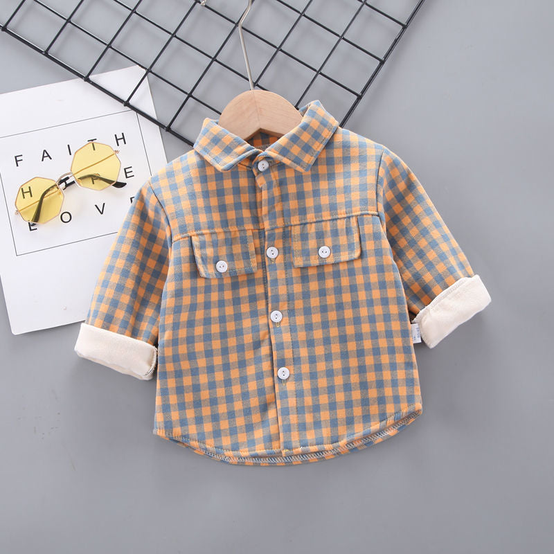 Baby Kid Unisex Checked Cartoon Print Shirts Wholesale 230228449