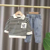 Load image into Gallery viewer, Baby Kid Boys Striped Cartoon Tops Wholesale 230228456
