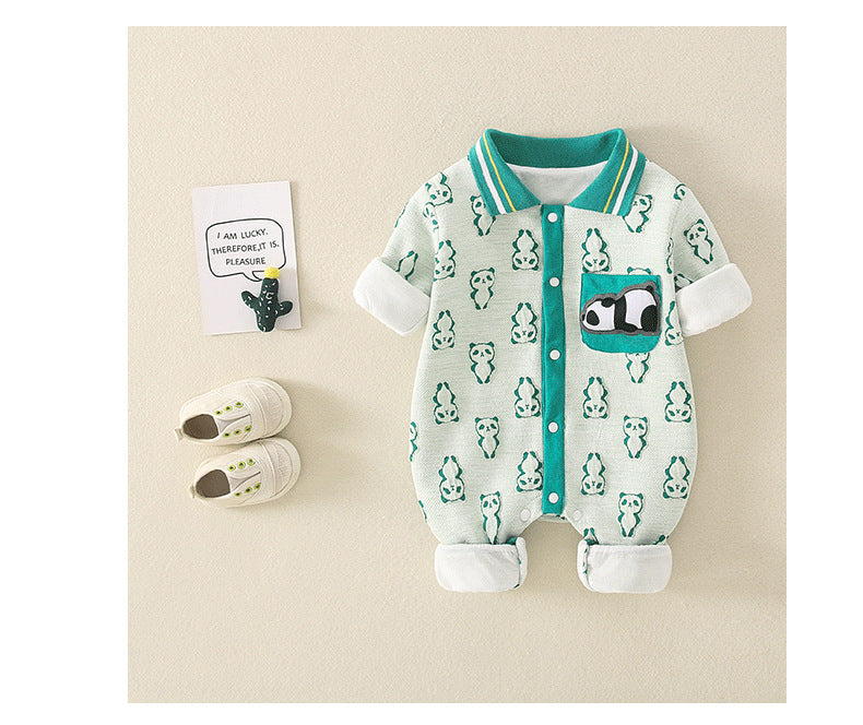 Baby Boys Striped Cartoon Print Jumpsuits Wholesale 230228487