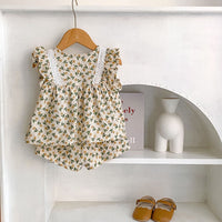 Load image into Gallery viewer, 2 Pieces Set Baby Girls Flower Print Tank Tops And Shorts Wholesale 230228502
