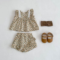Load image into Gallery viewer, 2 Pieces Set Baby Girls Flower Print Tank Tops And Shorts Wholesale 230228502
