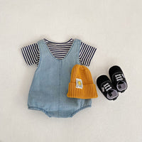 Load image into Gallery viewer, Baby Girls Striped T-Shirts And Ripped Rompers Wholesale 230228517
