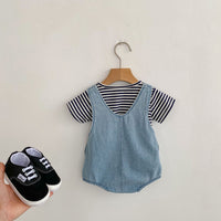 Load image into Gallery viewer, Baby Girls Striped T-Shirts And Ripped Rompers Wholesale 230228517
