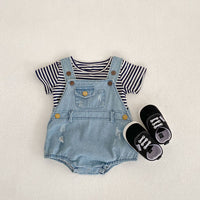 Load image into Gallery viewer, Baby Girls Striped T-Shirts And Ripped Rompers Wholesale 230228517
