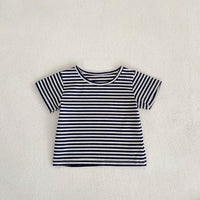 Load image into Gallery viewer, Baby Girls Striped T-Shirts And Ripped Rompers Wholesale 230228517
