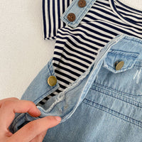 Load image into Gallery viewer, Baby Girls Striped T-Shirts And Ripped Rompers Wholesale 230228517
