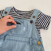 Load image into Gallery viewer, Baby Girls Striped T-Shirts And Ripped Rompers Wholesale 230228517
