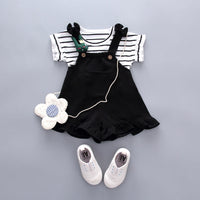 Load image into Gallery viewer, 2 Pieces Set Baby Kid Girls Striped T-Shirts And Cartoon Rompers Wholesale 23022867
