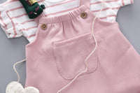 Load image into Gallery viewer, 2 Pieces Set Baby Kid Girls Striped T-Shirts And Cartoon Rompers Wholesale 23022867
