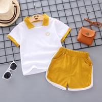 Load image into Gallery viewer, 2 Pieces Set Baby Kid Boys Expression T-Shirts And Striped Shorts Wholesale 23022871
