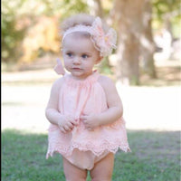 Load image into Gallery viewer, Baby Girls Solid Color Lace Rompers Wholesale 23030202

