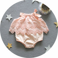 Load image into Gallery viewer, Baby Girls Solid Color Lace Rompers Wholesale 23030202
