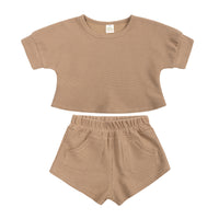 Load image into Gallery viewer, 2 Pieces Set Baby Kid Unisex Solid Color T-Shirts And Shorts Wholesale 230302166
