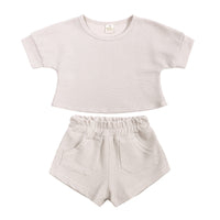 Load image into Gallery viewer, 2 Pieces Set Baby Kid Unisex Solid Color T-Shirts And Shorts Wholesale 230302166
