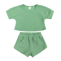 Load image into Gallery viewer, 2 Pieces Set Baby Kid Unisex Solid Color T-Shirts And Shorts Wholesale 230302166
