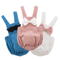 Load image into Gallery viewer, Baby Girls Solid Color Bow Rompers Wholesale 23030221
