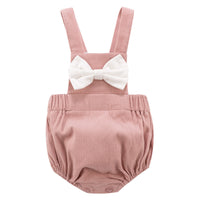 Load image into Gallery viewer, Baby Girls Solid Color Bow Rompers Wholesale 23030221
