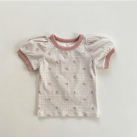 Load image into Gallery viewer, 2 Pieces Set Baby Unisex Flower Checked T-Shirts And Solid Color Shorts Wholesale 230302222
