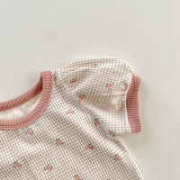 Load image into Gallery viewer, 2 Pieces Set Baby Unisex Flower Checked T-Shirts And Solid Color Shorts Wholesale 230302222
