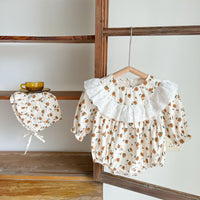 Load image into Gallery viewer, Baby Girls Flower Print Rompers Wholesale 230302248
