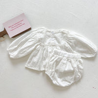 Load image into Gallery viewer, 2 Pieces Set Baby Girls Embroidered Tops And Flower Shorts Wholesale 230302279
