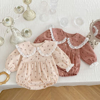 Load image into Gallery viewer, Baby Girls Flower Print Rompers Wholesale 230302292
