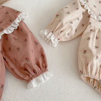 Load image into Gallery viewer, Baby Girls Flower Print Rompers Wholesale 230302292
