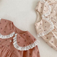 Load image into Gallery viewer, Baby Girls Flower Print Rompers Wholesale 230302292
