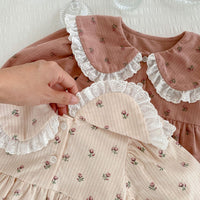 Load image into Gallery viewer, Baby Girls Flower Print Rompers Wholesale 230302292
