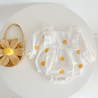 Load image into Gallery viewer, Baby Girls Flower Embroidered Rompers Wholesale 230302294
