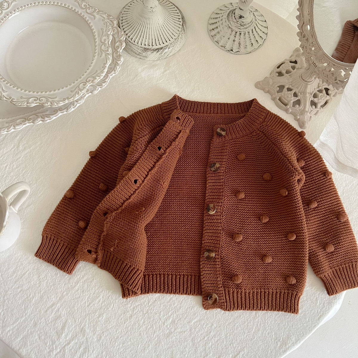 Baby Girls Solid Color Crochet Cardigan Wholesale 230302304