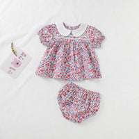 Load image into Gallery viewer, 2 Pieces Set Baby Girls Flower Fruit Print Tops And Shorts Wholesale 23030237
