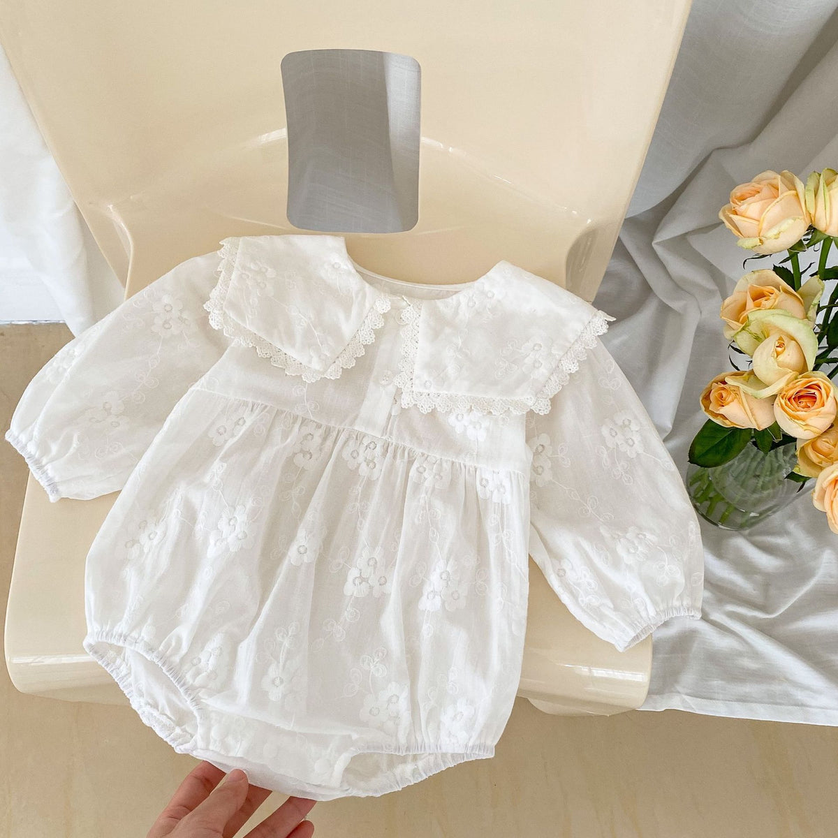 Baby Girls Flower Embroidered Rompers Wholesale 230302387