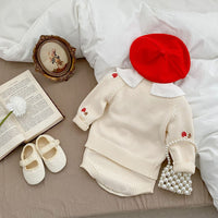 Load image into Gallery viewer, Baby Girls Crochet Embroidered Cardigan And Flower Tops And Rompers Wholesale 230302428
