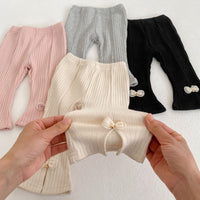 Load image into Gallery viewer, Baby Girls Solid Color Striped Bow Pants Leggings Wholesale 230302438
