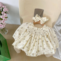 Load image into Gallery viewer, Baby Girls Flower Print Rompers Wholesale 230302444
