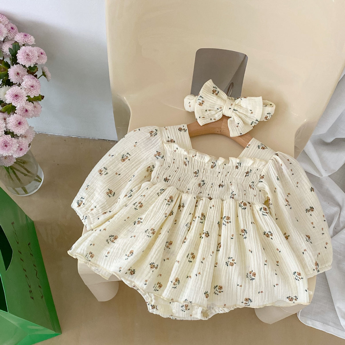 Baby Girls Flower Print Rompers Wholesale 230302444