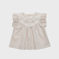 Load image into Gallery viewer, Baby Kid Girls Flower Checked Embroidered Tops Wholesale 230302475
