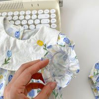 Load image into Gallery viewer, 2 Pieces Set Baby Girls Flower Print Tops And Shorts Wholesale 230302478
