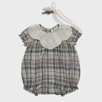 Load image into Gallery viewer, Baby Girls Checked Embroidered Rompers Wholesale 230302485
