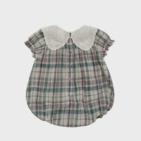 Load image into Gallery viewer, Baby Girls Checked Embroidered Rompers Wholesale 230302485
