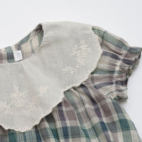 Load image into Gallery viewer, Baby Girls Checked Embroidered Rompers Wholesale 230302485
