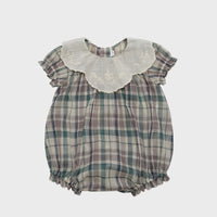 Load image into Gallery viewer, Baby Girls Checked Embroidered Rompers Wholesale 230302485
