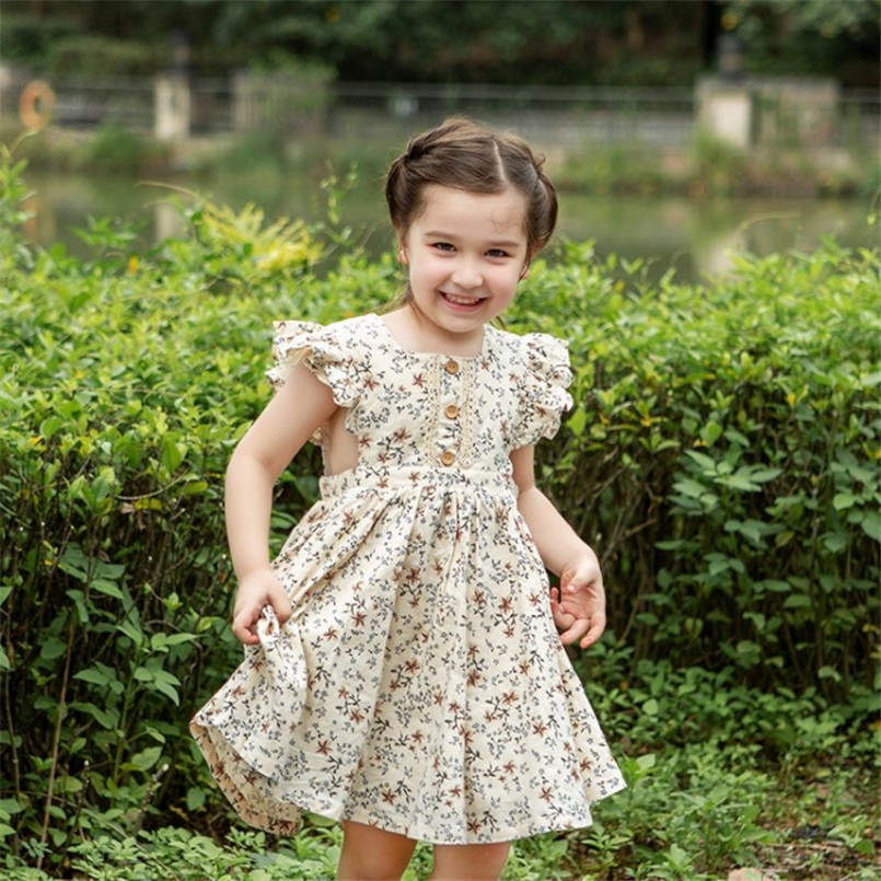 Baby Kid Girls Flower Print Dresses Wholesale 23030263