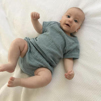 Load image into Gallery viewer, 2 Pieces Set Baby Unisex Solid Color Tops And Shorts Wholesale 23030304
