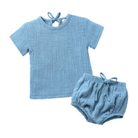 Load image into Gallery viewer, 2 Pieces Set Baby Unisex Solid Color Tops And Shorts Wholesale 23030304
