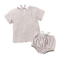 Load image into Gallery viewer, 2 Pieces Set Baby Unisex Solid Color Tops And Shorts Wholesale 23030304
